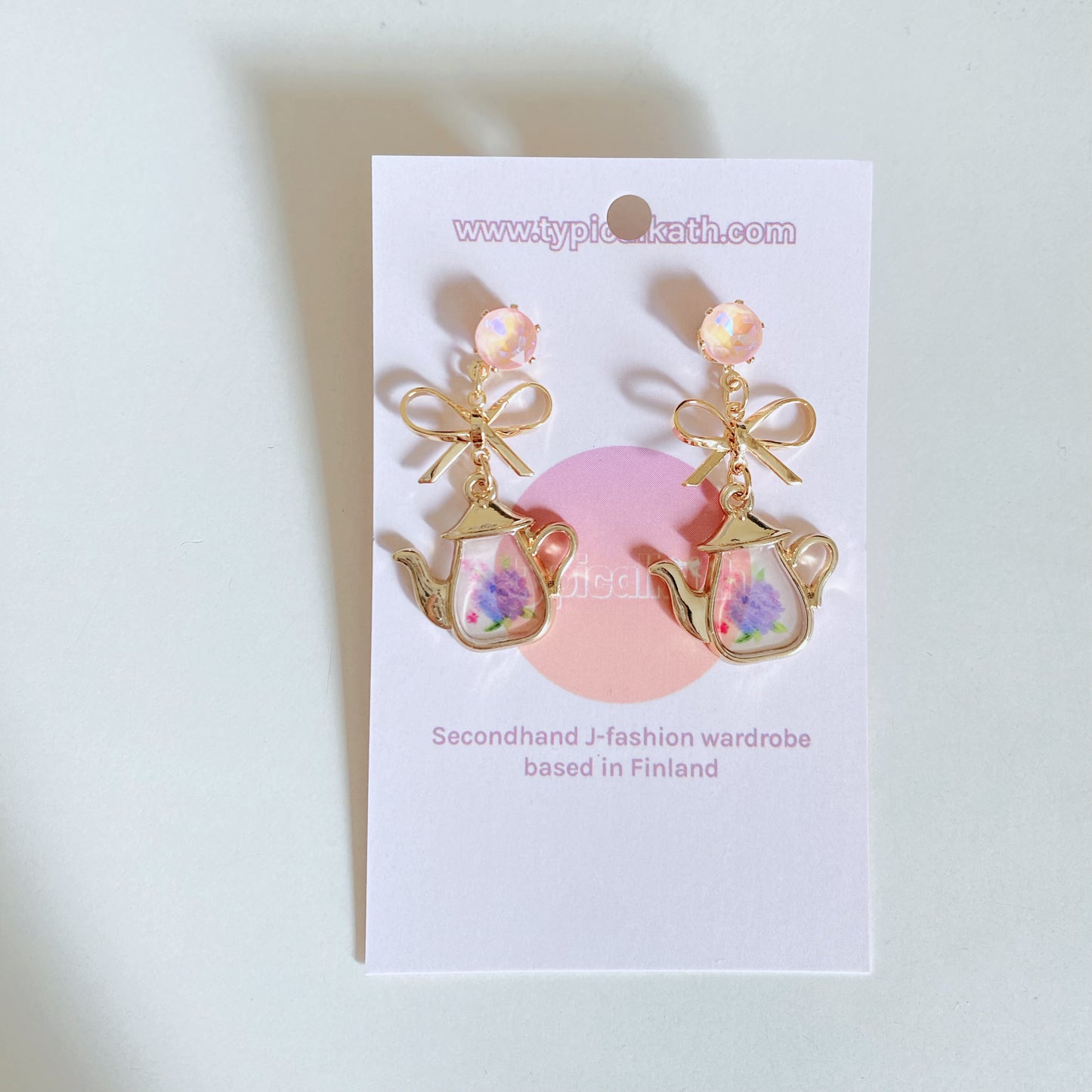 Korean-made Lolita coquette fairycore Teapot Flower Earrings