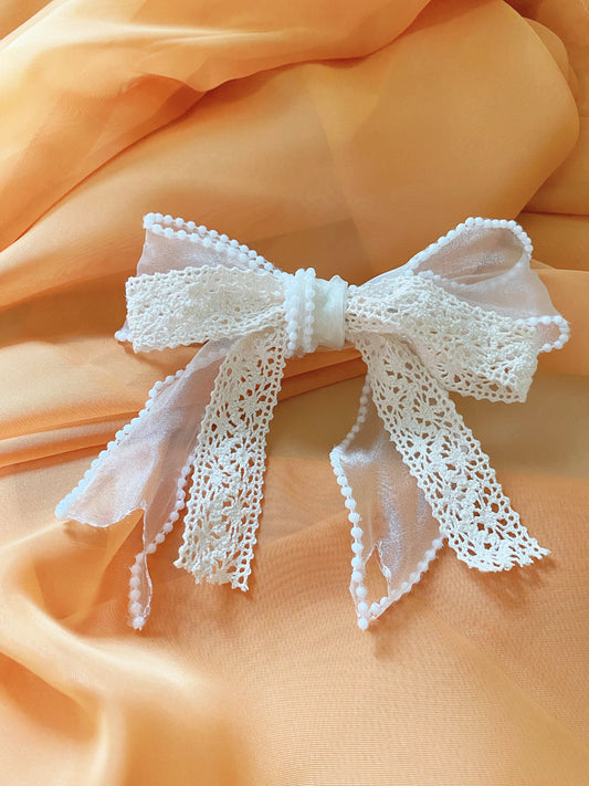 Fairycore pearl white bow hair accessories
