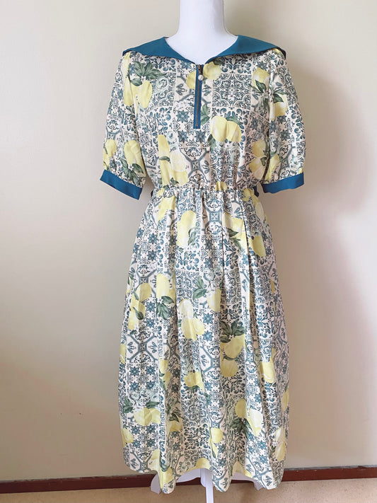 Axes Femme Ghibli-Inspired Lemon Tree Dress – Sailor Style in Soft Green